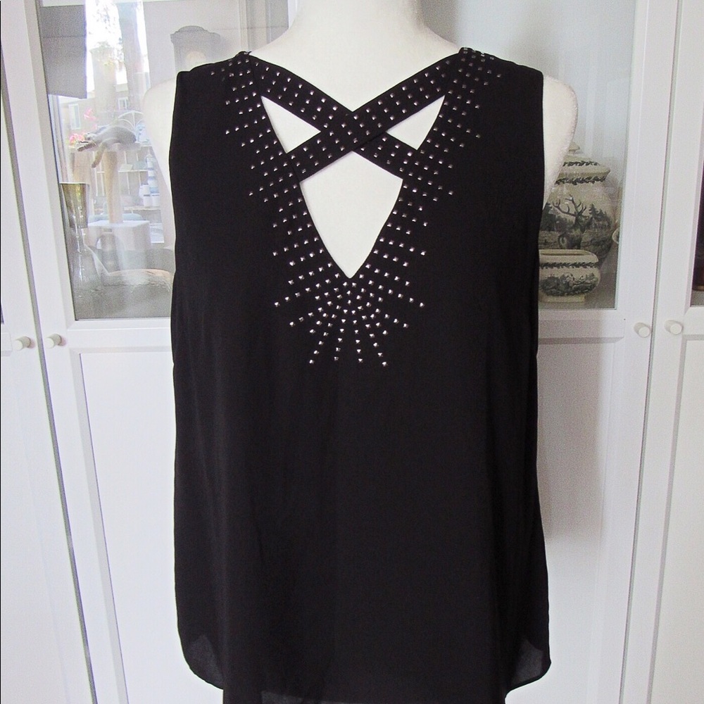 BCBGMAXAZRIA Studded Black “Joline” Blouse NWT